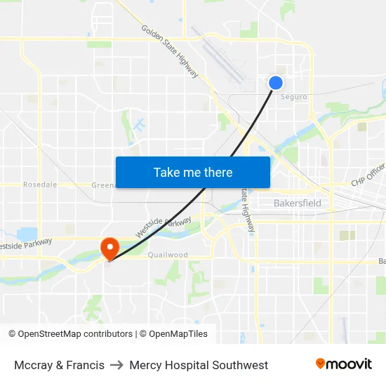 Mccray & Francis to Mercy Hospital Southwest map