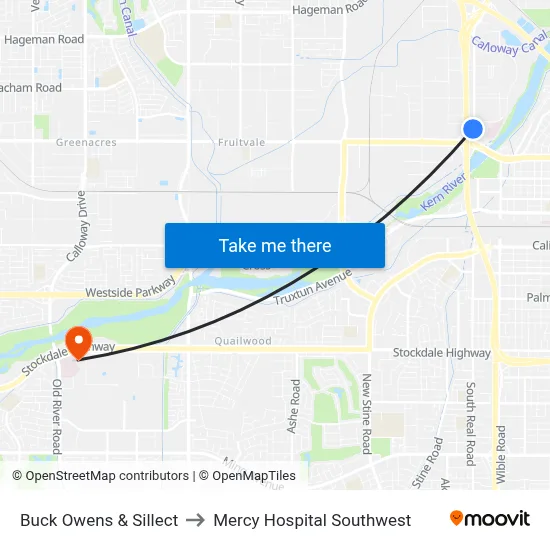 Buck Owens & Sillect to Mercy Hospital Southwest map