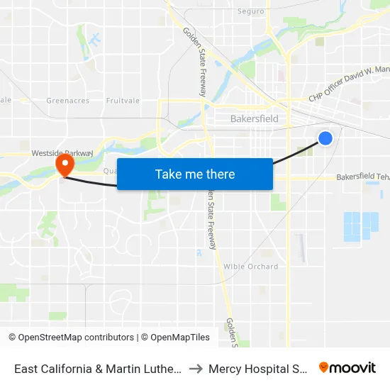 East California & Martin Luther King Junior to Mercy Hospital Southwest map