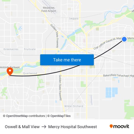 Oswell & Mall View to Mercy Hospital Southwest map