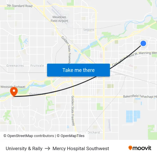 University & Rally to Mercy Hospital Southwest map