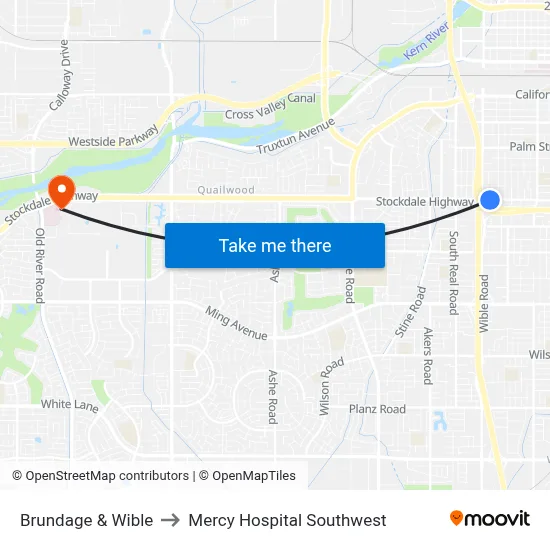 Brundage & Wible to Mercy Hospital Southwest map