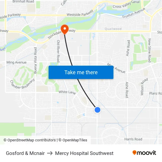 Gosford & Mcnair to Mercy Hospital Southwest map