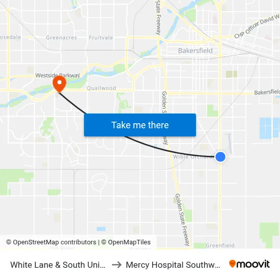 White Lane & South Union to Mercy Hospital Southwest map