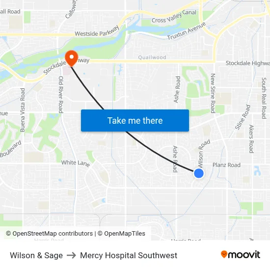 Wilson & Sage to Mercy Hospital Southwest map