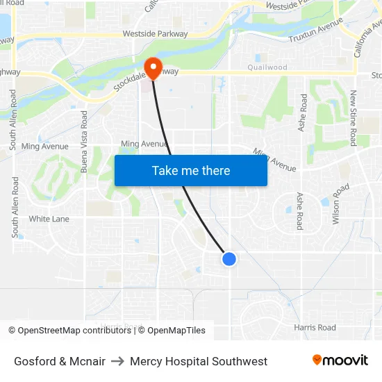 Gosford & Mcnair to Mercy Hospital Southwest map