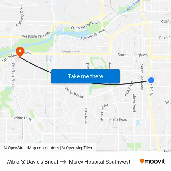 Wible @ David's Bridal to Mercy Hospital Southwest map