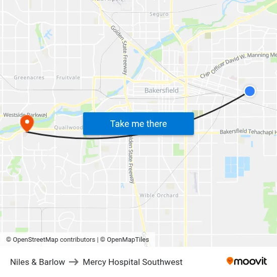 Niles & Barlow to Mercy Hospital Southwest map