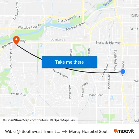 Wible @ Southwest Transit Center to Mercy Hospital Southwest map