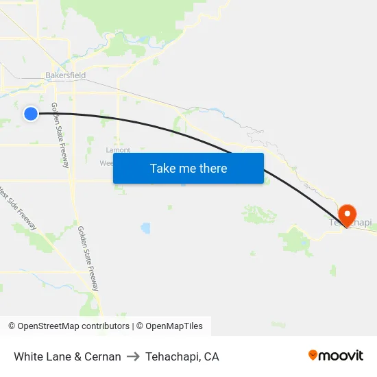 White Lane & Cernan to Tehachapi, CA map