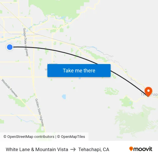 White Lane & Mountain Vista to Tehachapi, CA map