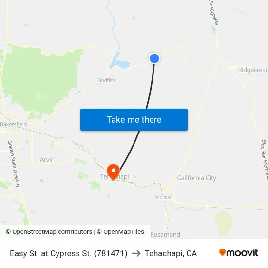 Easy St. at Cypress St. (781471) to Tehachapi, CA map