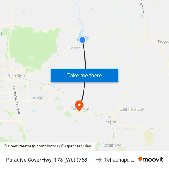 Paradise Cove/Hwy. 178 (Wb) (768791) to Tehachapi, CA map