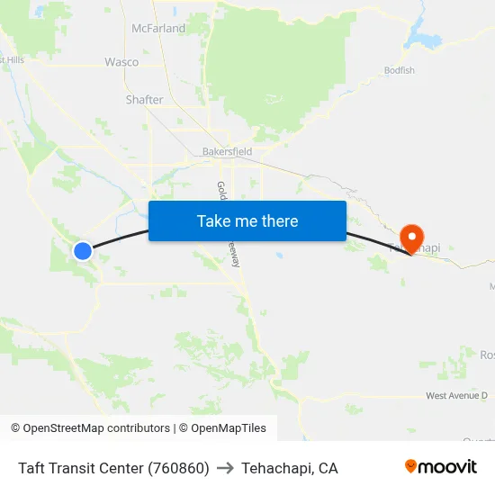 Taft Transit Center (760860) to Tehachapi, CA map