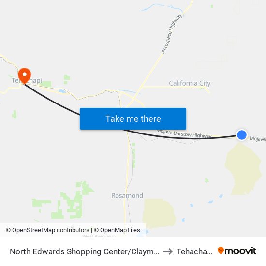 North Edwards Shopping Center/Claymine Rd. (760819) to Tehachapi, CA map