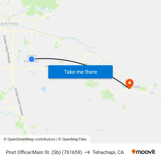 Post Office/Main St. (Sb) (761659) to Tehachapi, CA map
