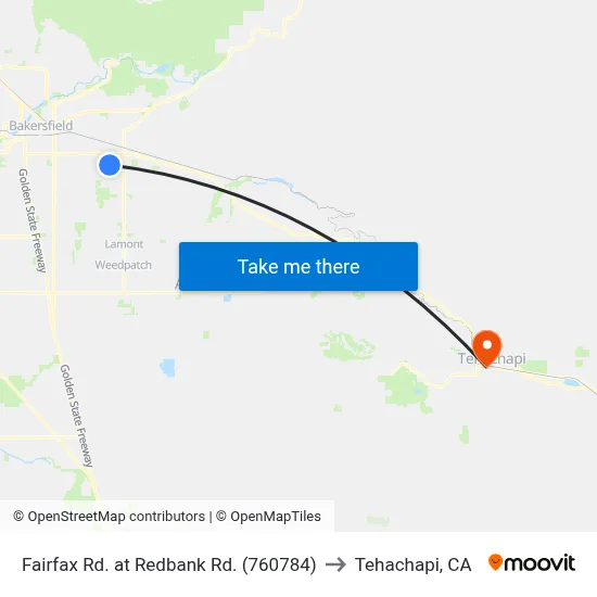 Fairfax Rd. at Redbank Rd. (760784) to Tehachapi, CA map