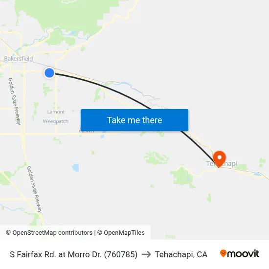 S Fairfax Rd. at Morro Dr. (760785) to Tehachapi, CA map