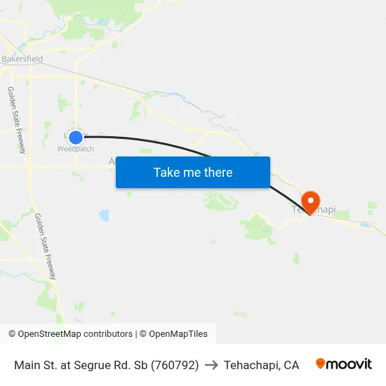 Main St. at Segrue Rd. Sb (760792) to Tehachapi, CA map