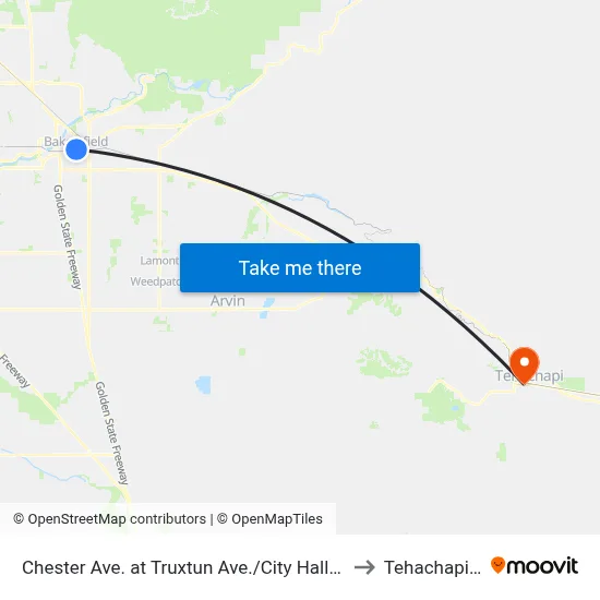 Chester Ave. at Truxtun Ave./City Hall (769829) to Tehachapi, CA map