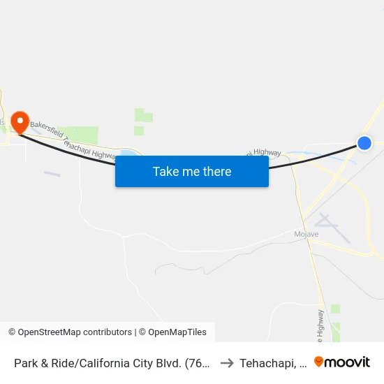 Park & Ride/California City Blvd. (768724) to Tehachapi, CA map