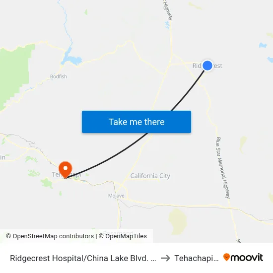 Ridgecrest Hospital/China Lake Blvd. (781468) to Tehachapi, CA map