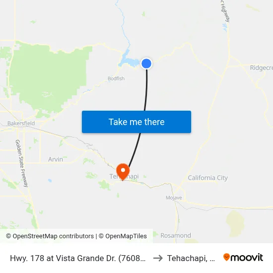 Hwy. 178 at Vista Grande Dr. (760869) to Tehachapi, CA map