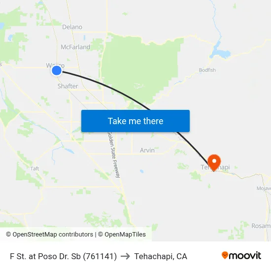 F St. at Poso Dr. Sb (761141) to Tehachapi, CA map