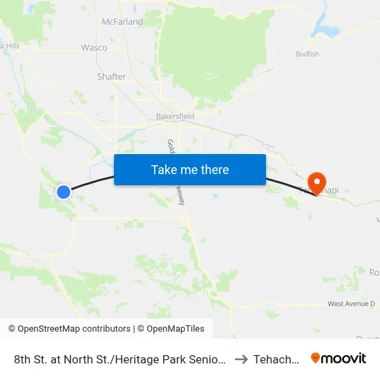 8th St. at North St./Heritage Park Senior Complex (760797) to Tehachapi, CA map