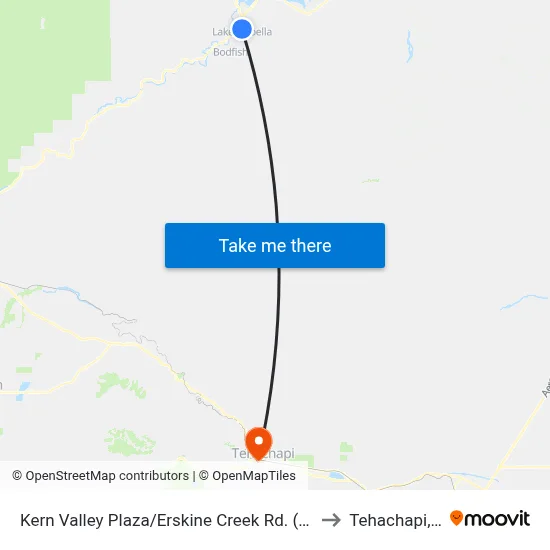 Kern Valley Plaza/Erskine Creek Rd. (760810) to Tehachapi, CA map
