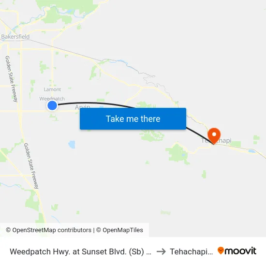 Weedpatch Hwy. at Sunset Blvd. (Sb) (771441) to Tehachapi, CA map