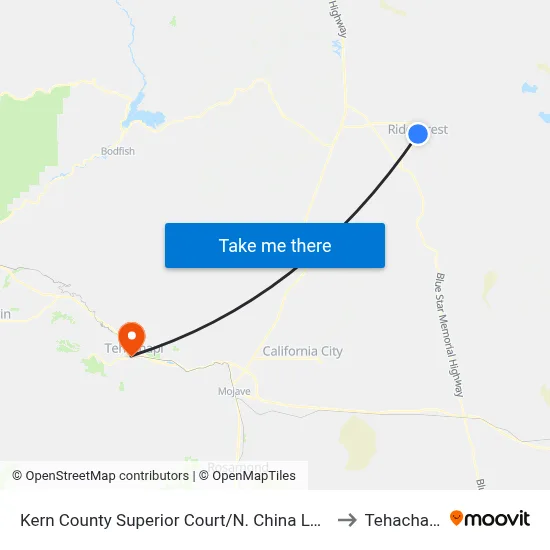 Kern County Superior Court/N. China Lake Blvd. (780769) to Tehachapi, CA map