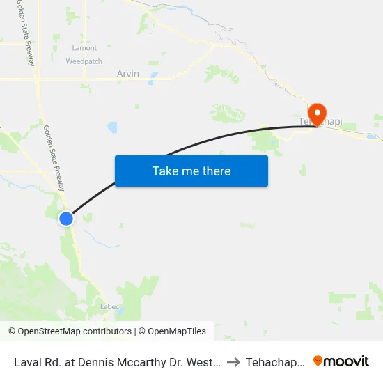 Laval Rd. at Dennis Mccarthy Dr. West (760825) to Tehachapi, CA map