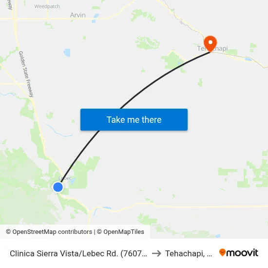 Clinica Sierra Vista/Lebec Rd. (760766) to Tehachapi, CA map