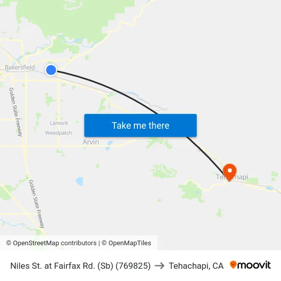 Niles St. at Fairfax Rd. (Sb) (769825) to Tehachapi, CA map
