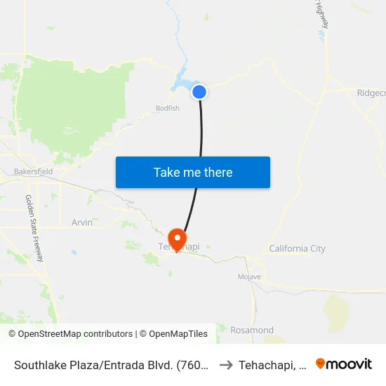 Southlake Plaza/Entrada Blvd. (760850) to Tehachapi, CA map
