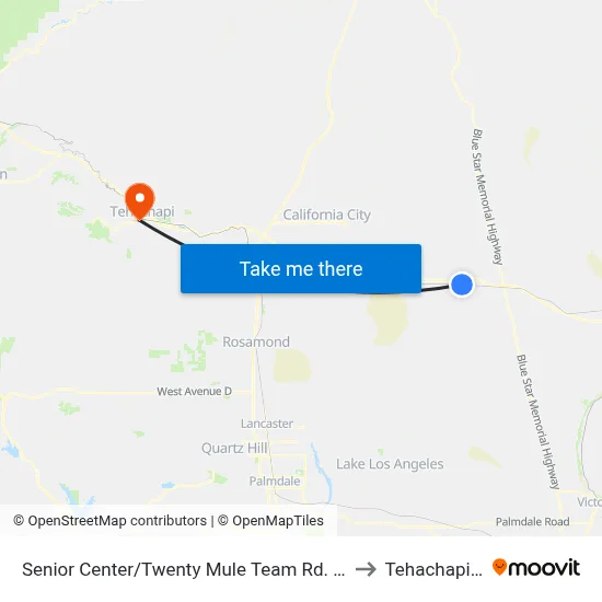 Senior Center/Twenty Mule Team Rd. (760841) to Tehachapi, CA map