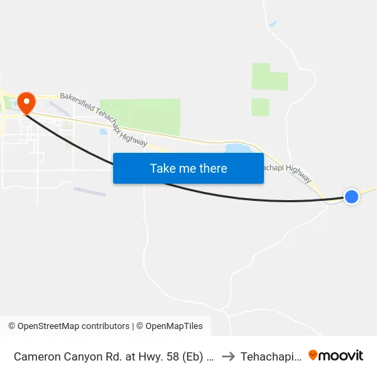 Cameron Canyon Rd. at Hwy. 58 (Eb) (781697) to Tehachapi, CA map