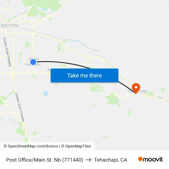 Post Office/Main St. Nb (771440) to Tehachapi, CA map