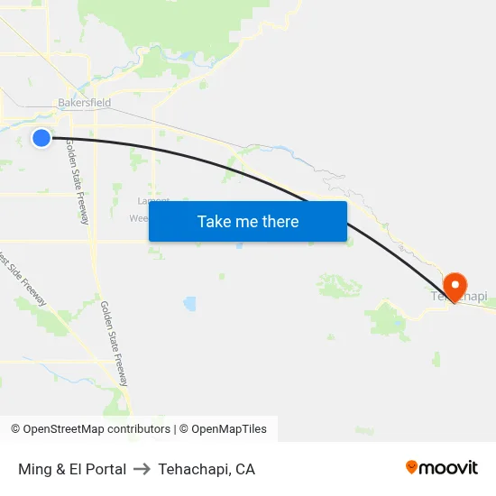 Ming & El Portal to Tehachapi, CA map