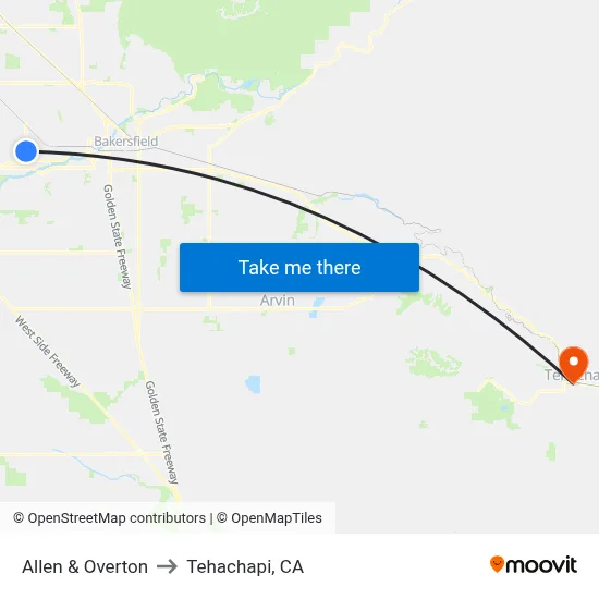 Allen & Overton to Tehachapi, CA map