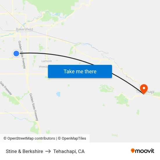 Stine & Berkshire to Tehachapi, CA map
