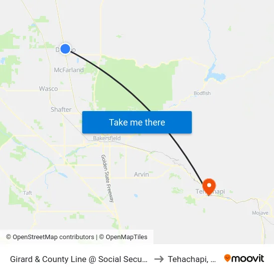 Girard & County Line @ Social Security to Tehachapi, CA map