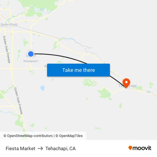 Fiesta Market to Tehachapi, CA map