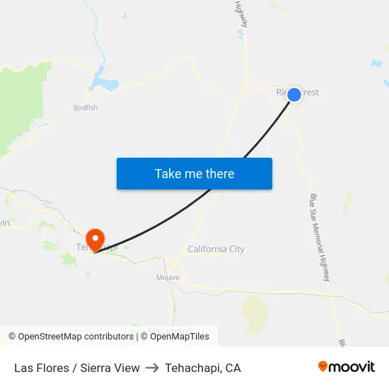 Las Flores / Sierra View to Tehachapi, CA map