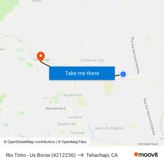 Rio Tinto - Us Borax (4212236) to Tehachapi, CA map