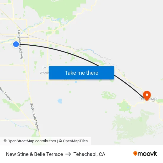 New Stine & Belle Terrace to Tehachapi, CA map