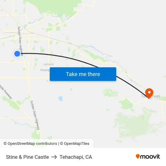 Stine & Pine Castle to Tehachapi, CA map
