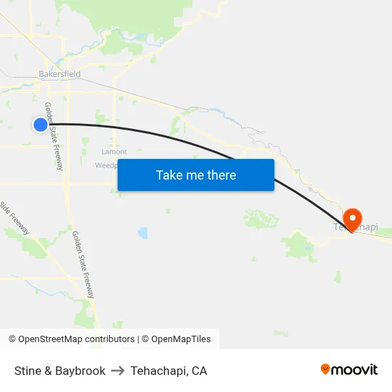 Stine & Baybrook to Tehachapi, CA map