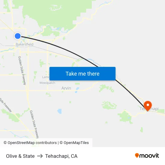 Olive & State to Tehachapi, CA map